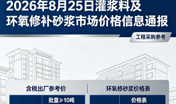 凯里2026年8月25日灌浆料及环氧修补砂浆市场价格信息通报